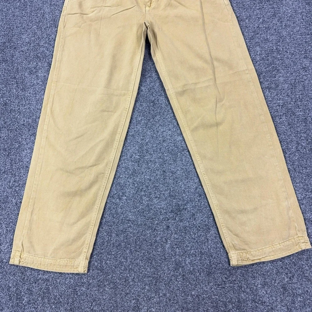 Free People Pants Womens 0 Beige Pleated Twill Chino Straight Leg Relaxed Casual